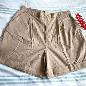 Vintage High Waist Cotton Cuffed Shorts